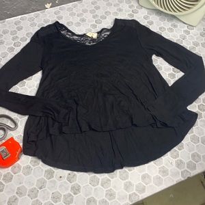 LA Hearts Small Black Long Sleeve Lace T Shirt